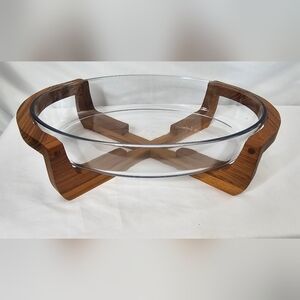 V​tg MidCentury Gailstyn-Sutton Teak Casserole Carrier w/ Marinex Glass Roaster